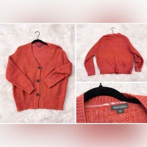 ✨ Wild Fable Size S Chunky Knit Cardigan Red Orange Sweater